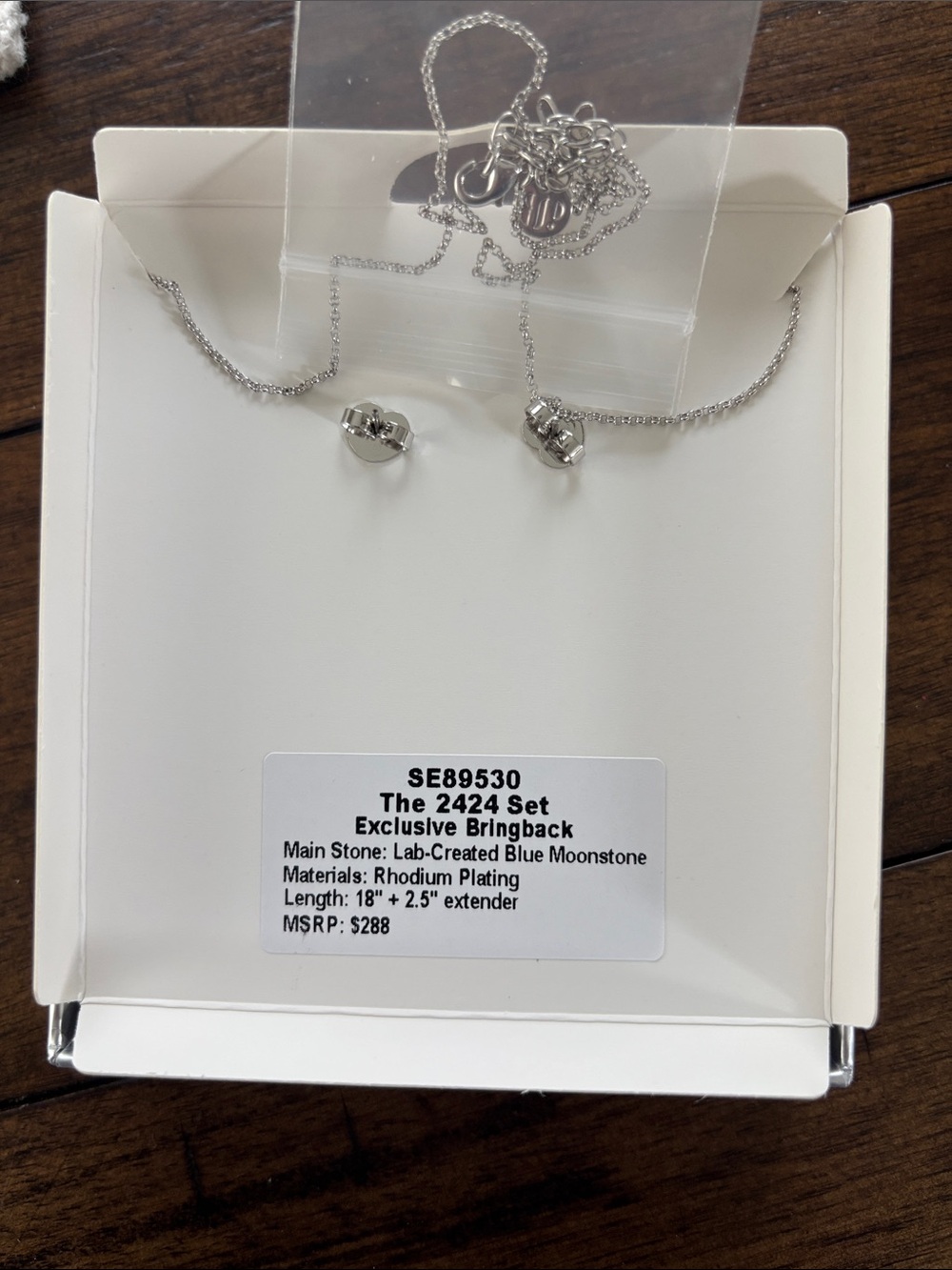 BP 2424 Set - Blue Moonstone, Rhodium Plating - Picture 2 of 4